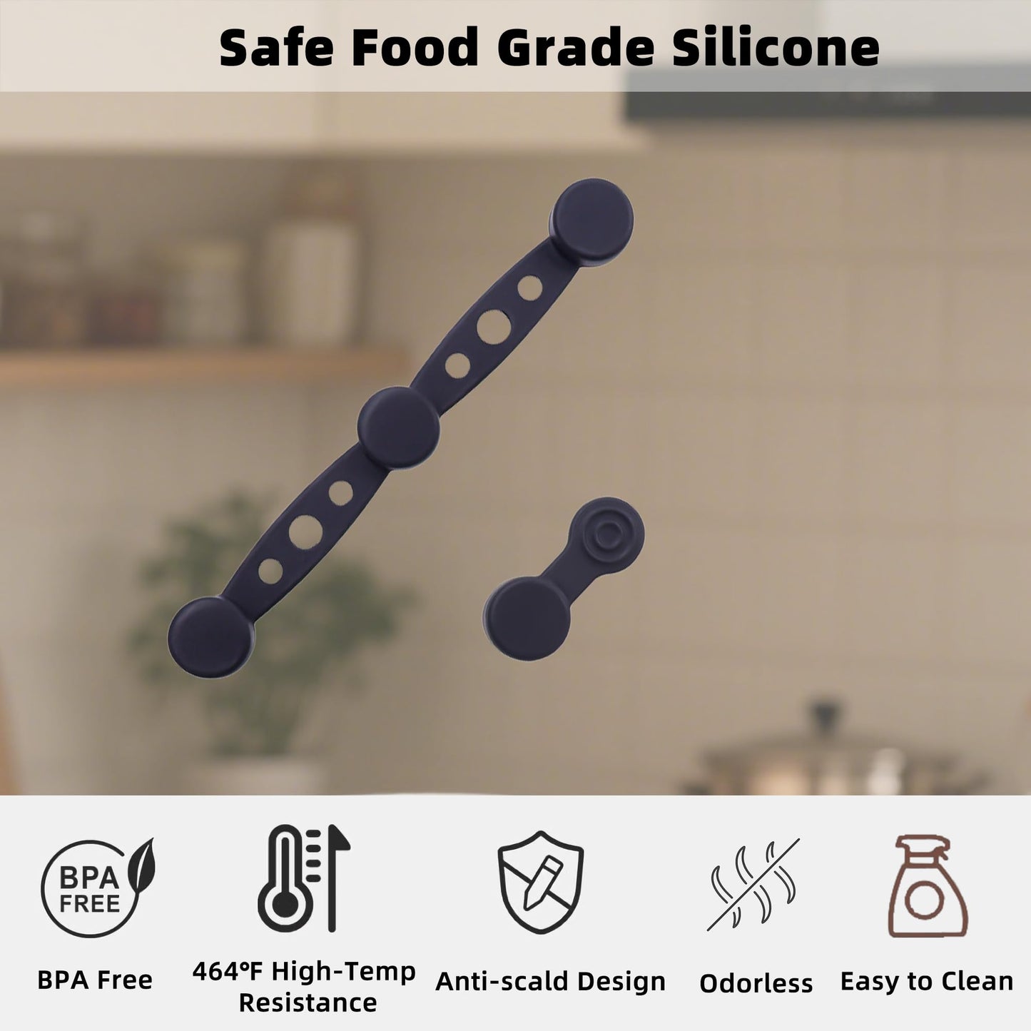 6Pcs Air Fryer Magnet Silicone Buckle for Holding Down Parchment Paper Liner，Keep Air Fryer Paper Liners in Place Prevent Burning (BLACK, 2Set 6Pcs)