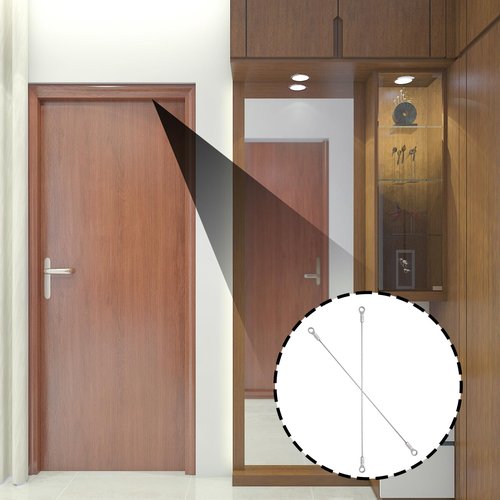 10Pcs 8 Inch Cabinet Door Restraint Door Opening Angle Protector Cabinet Hinge Limiter Stainless Steel Restraint Cable with Mounting Screws