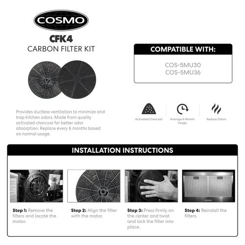 Cosmo Range Hood Filter Genuine Filter(s) (5MU30 / 5MU36 Filter - CFK4)
