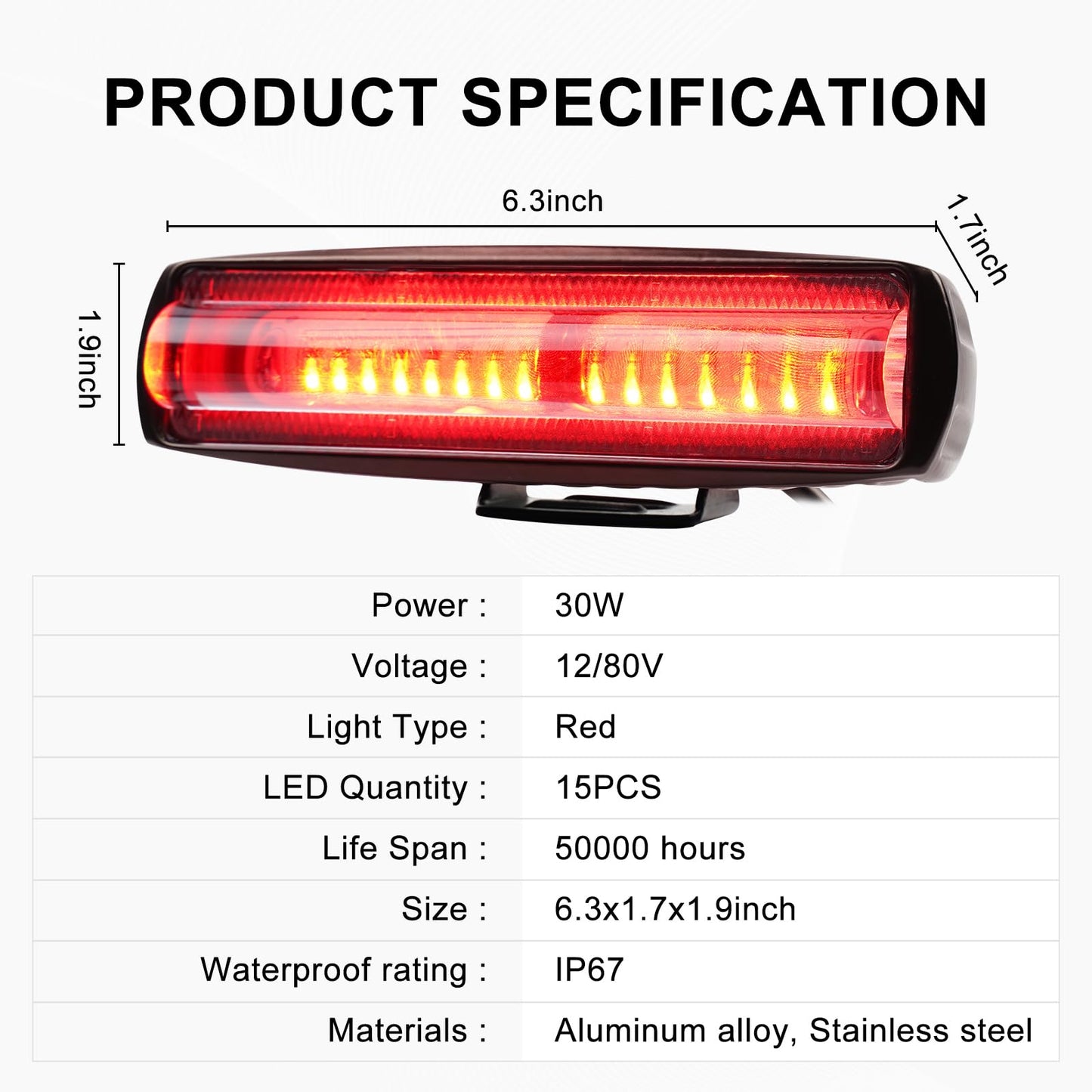 2 Pack Forklift Safety Light LED Forklift Warning Light, Pedestrian Red Zone Warning Lamp, Red Line Boundary Warehouse Work Light Truck 30W, DC12-80V