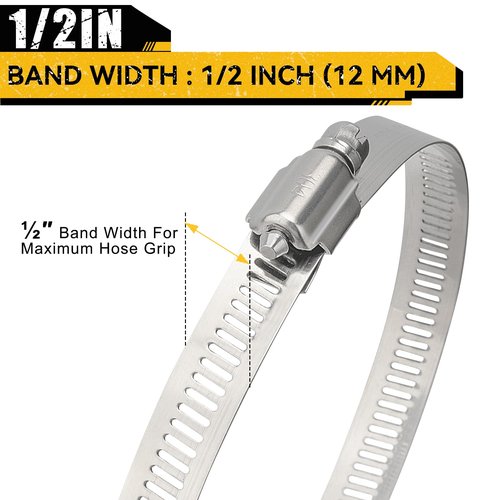 4 Pack 4 Inch Hose Clamps, 304 Stainless Steel Quick-Screw Dryer Vent Clamp, Adjustable 3.5″ to 4.5″ Worm Gear Hose Clamps for Automotive, Dust Collection