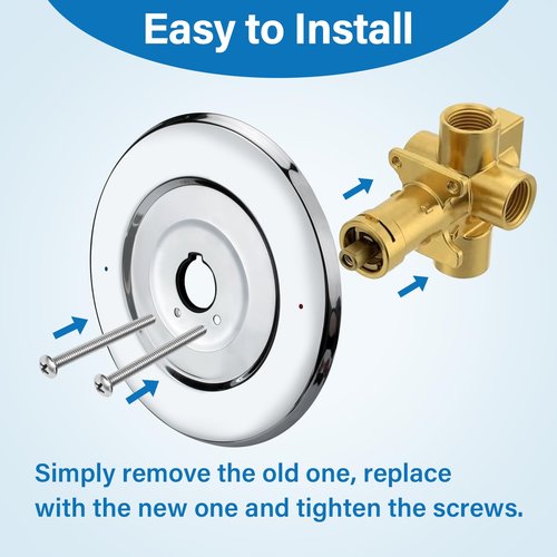 Shower Faucet Cover Plate Escutcheon Replacement for Moen 16090, Shower Handle Cover Plate for One-Handle Tub and Shower Faucets (Chrome)