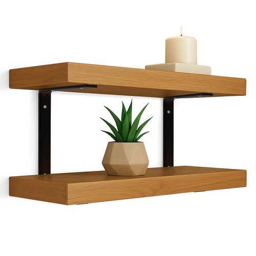 MKsteelco Black Double Metal Shelf Brackets 10 inch x 8 Inch - C Shape, 1/4” Thick, Heavy Duty Floating Shelf Brackets for Wood, Oil Coated Rust Resistant