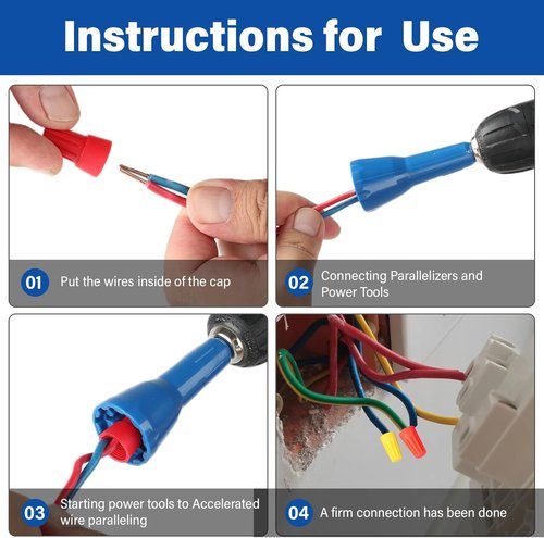 Wire Twister Tool for Drill,Wire Twister,Wire Nut Twister,Wire Nut Twister for Drill,Wire Twisting Tool for Drill,Wire Connector Driver with 1/4" Chuck (4 Packs)