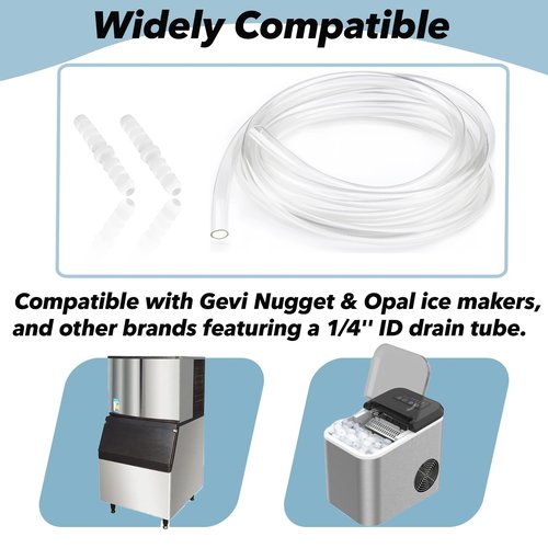 2-Pack Drain Hose Extension for Nugget & Opal Ice Maker, 1/4'' ID and 3.3 Feet Drain Hose Extension for Nugget Ice Maker, Ice Maker Hose Replacement Made for Nugget Accessories