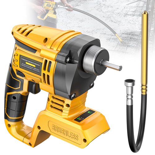 Handheld Concrete Vibrating Tool for Dewalt 20V Battery, 600W Cordless Electric Concrete Vibrator with 3.8ft Shaft Rod, 6000RPM Portable Pencil Cement Vibrarator Remove Air Bubble and Mix Concrete
