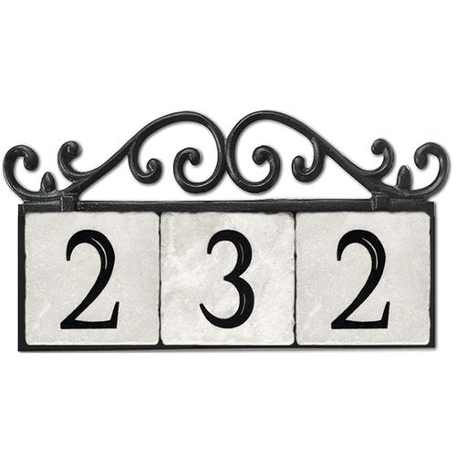 NACH Old World 3-Number Address Signs for Houses, Outdoor Address Plaque, Cast Iron House Number Sign, House Number Plaque for Outside, Classic House Address Plaques for Outside, House Address Signs, 3 Numbers, 14" x 6" x 1", KA-OLDWORLD-3