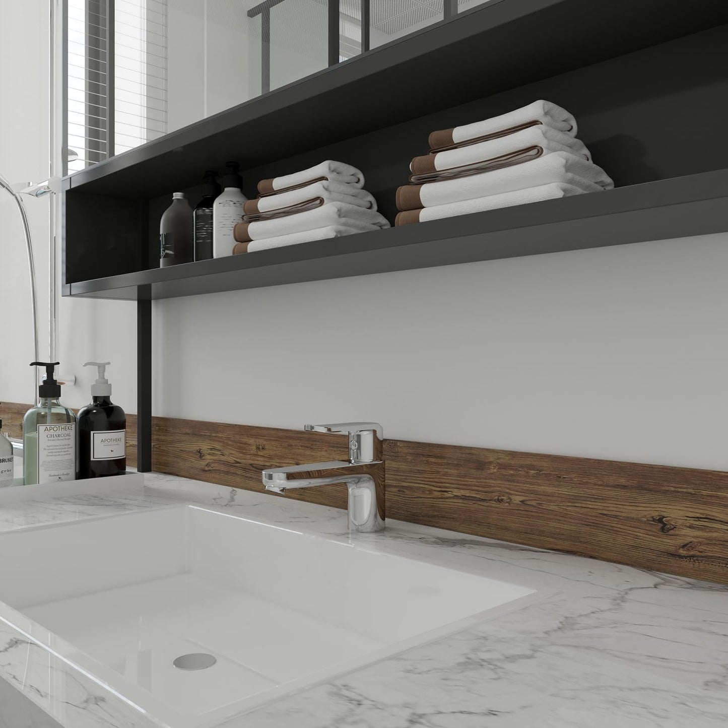 Decotalk 3"x236" Wood Border Wallpaper Peel and Stick Wood Grain Wallpaper Self Adhesive Wall Paper Removable Mirror Frame Border Wood Frame Mirror Vinyl for Bedroom Home Decor