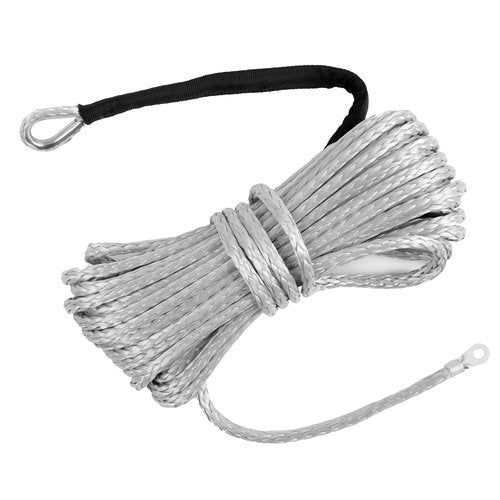 RIOOP Synthetic Winch Rope Heavy Duty 3/16 Inch x 50 Feet 8350LBs Recovery Tow Rope Line for ATV UTV Truck Jeep Winch Cable Line with Protective Sleeve for Off-Road Car Towing Extension (Gray)