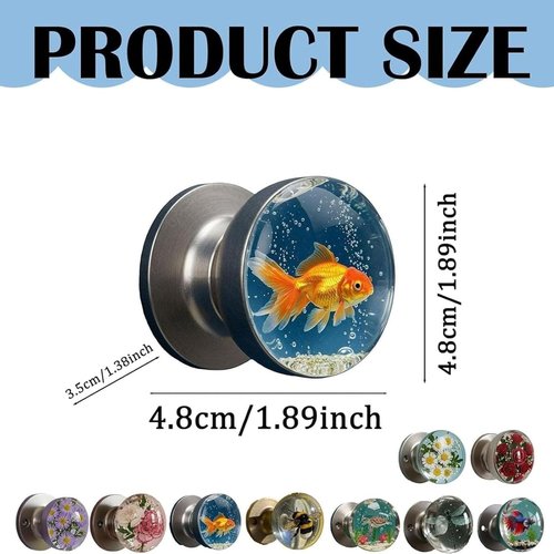Unique Decorative Door Handle, Retro Round Resin Epoxy Flower Door Knob Retro, Floral & Animal Designs, Artistic Unique Knob for Modern/Classic Bedrooms (#6)