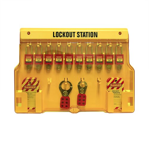 Wisamic Lockout Tagout Station with Cover, Includes 10 Key Different Padlocks, 2 Lockout Hasps, 24 Lockout Tags, 15-1/2 x 22 x 1-3/5 inch