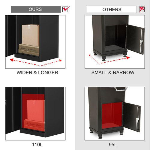 Package Delivery Boxes for Outside,Enlarged Porch Box for Packages with Coded Lock,Large Space,Waterproof,Cold-Rolled Steel Package Lock Box (19.7”x16.1”x41.3”)