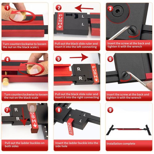 Stair Tread Template Tool - Upgrade Integrated Design Stair Tread Tool, Solid Stair Tread Gauge, Stair Measuring Tool Stair Gauge Jig Stair Template, Adjustable Length Aluminum Alloy Stair Step Tool