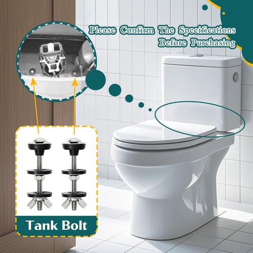 Qicrdvi 2PCS M6 Universal Toilet Tank to Bowl Bolts Kit, Heavy Duty Stainless Steel Toilet Seat Bolts, Easy to Install