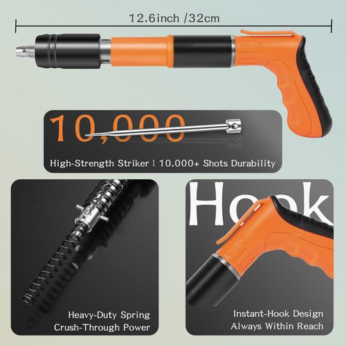 Concrete Nail Gun Kit with 200 Round Nails Professional Concrete Nailer, 5-Speed Mini Steel Nail Gun for Brick, Concrete Walls, Ceiling Anchors Portable Nail Gun for Woodworking, Concrete