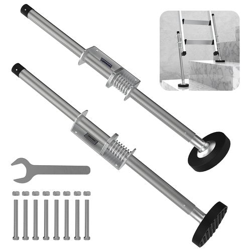 KARRYTON Ladder Levelers for Type II,I and IA Extension Ladders up to 32’,with Anti-Slip Threaded and Adjustable Extension Ladder Legs for Stairs and All Surfaces - Pair (Standard Version （20"）)