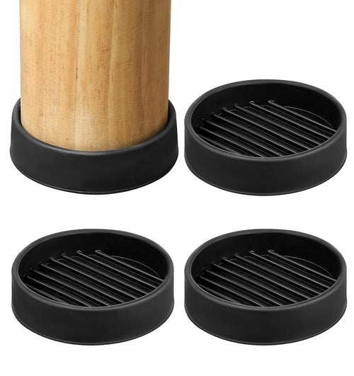 Non Slip Couch Feet Pads 4 Pack - 2 Inch Round Rubber Pads for Hardwood Floors, Heavy Duty Anti-Slide Protectors for Bed/Couch/Chair Feet (Black)