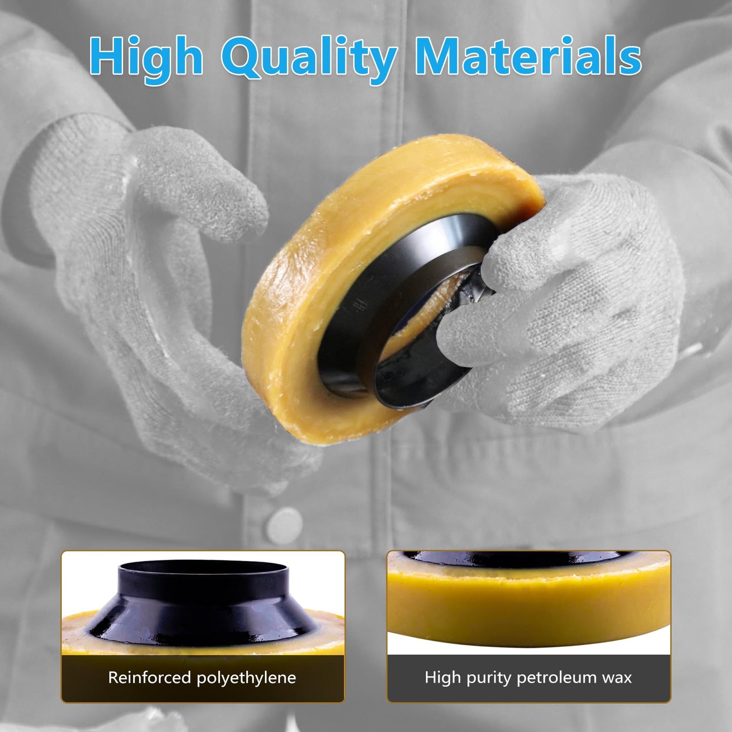 Toilet Wax Ring Replacement Kit, Wax Ring for Toilet Base with Brass Bolt for 3-Inch or 4-Inch Floor-Mounted Toilet Drain Pipe