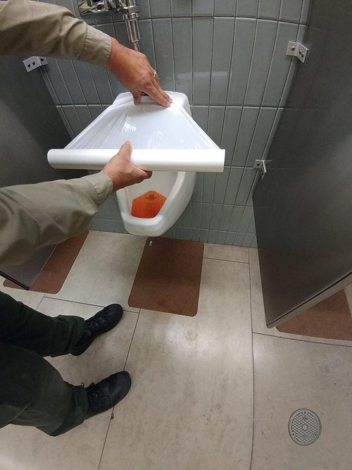 JaniWrap | Out of Order Urinal & Toilet Covers with "Not in Service" Labels | 32 Applications | Self Adhesive | Easy Application | Gray Labels - Not In Service