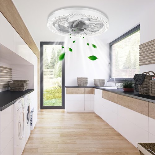 Ceiling Fan Light, 12-inch Socket Fan Light with Remote Control, 3 Colors (3000K-6500K) Dimmable LED Light Bulb, Screw-in Ceiling Fan for Bedroom