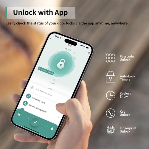 IRONZON Fingerprint Door Lock with Handle Smart Door Lock with Keypad for Home Hotel Office Apartment Bedroom