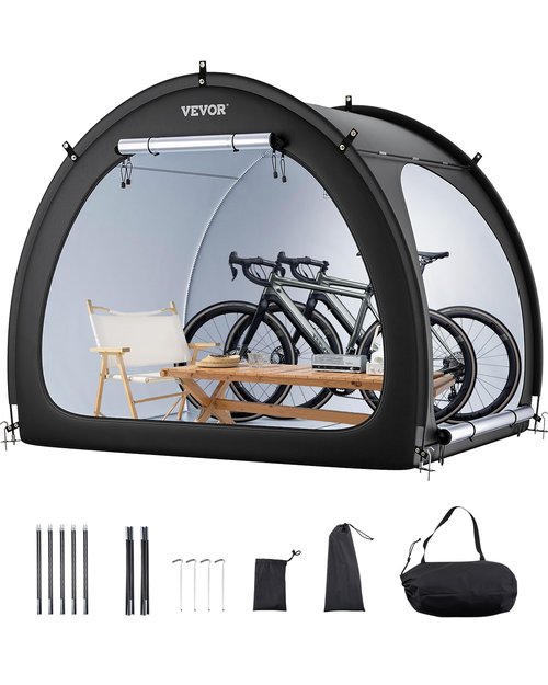 VEVOR Bike Tent, 4 to 5 Bikes, Outdoor Spacious Bike Storage Tent with Ventilated Window, Waterproof Fan-Shaped Bike Tent with High Strength Fiberglass & Double Door, Fit for Bicycle