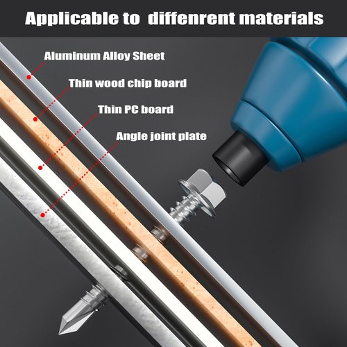 VGBUY 150Pcs Self Drilling Screws Assortment Kit, 410 Stainless Steel Self Tapping Sheet Metal TEK Screws, #8 1/2" 3/4" #10 1" 1-1/2", Hex Washer Head