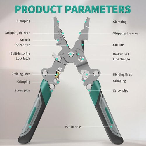 LYNCLYFELOOP 18 in 1 Wire Stripper Foldable with Portable Storage Bag，Multifunctional Foldable Crimper and Stripper Electrical Pliers，Electrical Multitool for Stripping, Cutting, Crimping