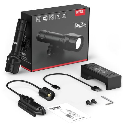 Feyachi WL25 1200 High Lumens Tactical AR Flashlight LED Light with Pressure Switch & Fixed Picatinny Rail Mount, 3 Modes - High/Low/Strobe