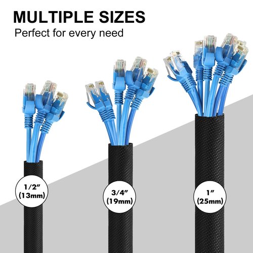 Secbolt Cord Protectors from Pets No Chew, 10ft - 1/2 inch Ultra Durable Cord Covers for Pets, Bite-Resistant Cable and Wire Protector for Cats, Dogs, Rabbits - Black