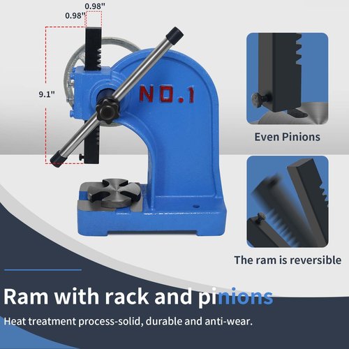 PNBO Arbor Press 1 Ton, Ratchet Leverage Press with Handwheel, 5.5"Maximum Height, Manual Desktop Punch Press for Stamping, Bending, Stretching, Forming