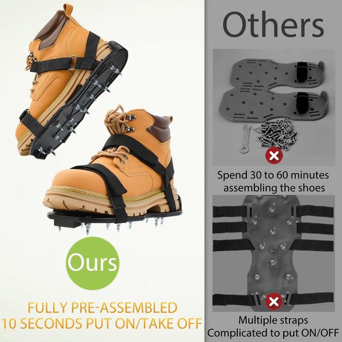 US:E (Sturdy Version) Spike Shoes for Epoxy Flooring Coating (99% Pre-installed) 13 1-Inch Spikes & 2 VeIcro Strap (Non-Slip, Supports Up to 200 Pounds) Fits Men's and Women's Shoes in US Size 6 to 12