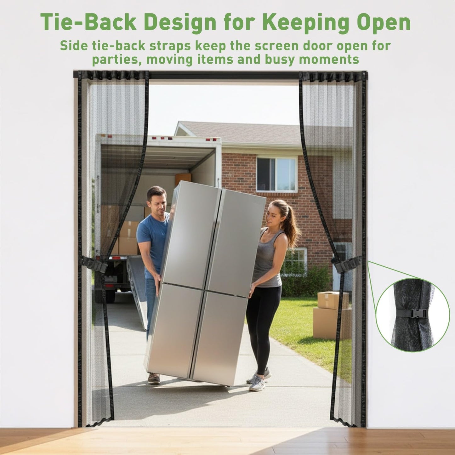 Sliding Screen Door with Track, Double Retractable Screen Doors, Fits Door Size 72 x 80 Inch, Smooth Sliding, Heavy Duty, Strong Magnets Mesh for French Patio Balcony Sliding Glass Door, Black