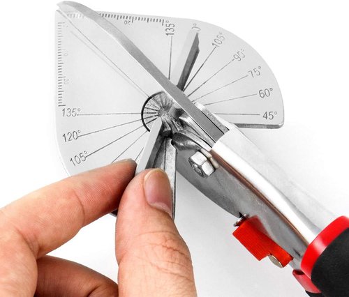 Multi Angle Miter Shear Cutter Hand Tools,45-135 Degree Adjustable Angle Scissors Trim Shears Tools for Vinyl Wood Molding Trim, 2 Extra Spare Blades Included