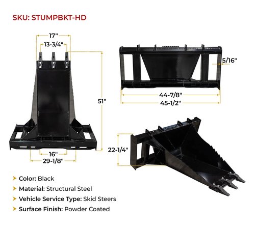 Mytee Products 46" Deep Stump Bucket Tree Scoop Digger with H&L 230 Series Teeth and Pins for Ripping Roots, Digging, Uprooting Stumps, Land Clearing, and Handling Large Debris.