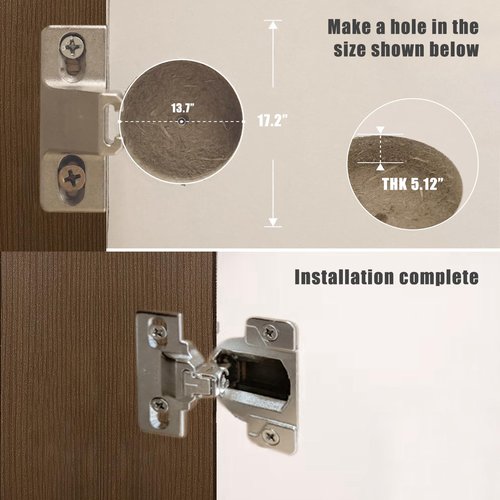 110-Degree Cabinet Door Hinges - Replacement for Blum Compact 33 Self-Closing Hinges, Adjustable Screw-On Design for Open-Side/Standard Cabinets, Soft-Close Durable Steel (Sliver, 8 Pack)