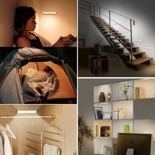 15-Color RGB Under Cabinet Lighting, Wireless Rechargeable Closet Lights, 48-LED Super Bright Night Light with Remote,10-Level Dimming & 3 Timer, Under Counter Lights for Kitchen,Stairs (2 Pack)