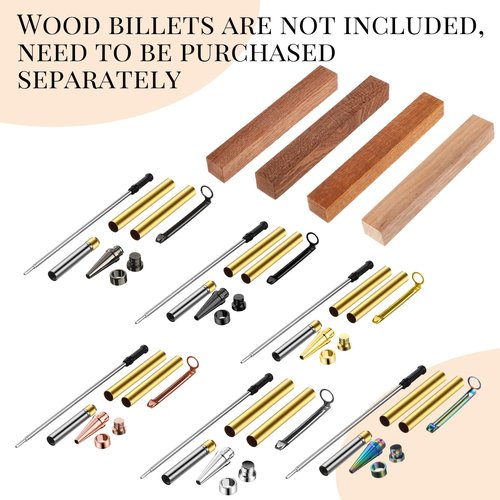 Colarr 48 Pcs Pen Kits for Wood Turning 7mm Slimline Pen Twist Kit with Refill Lathe Turning for DIY Copper Making Friend Office Teacher Students Classroom Gifts(Multicolor)
