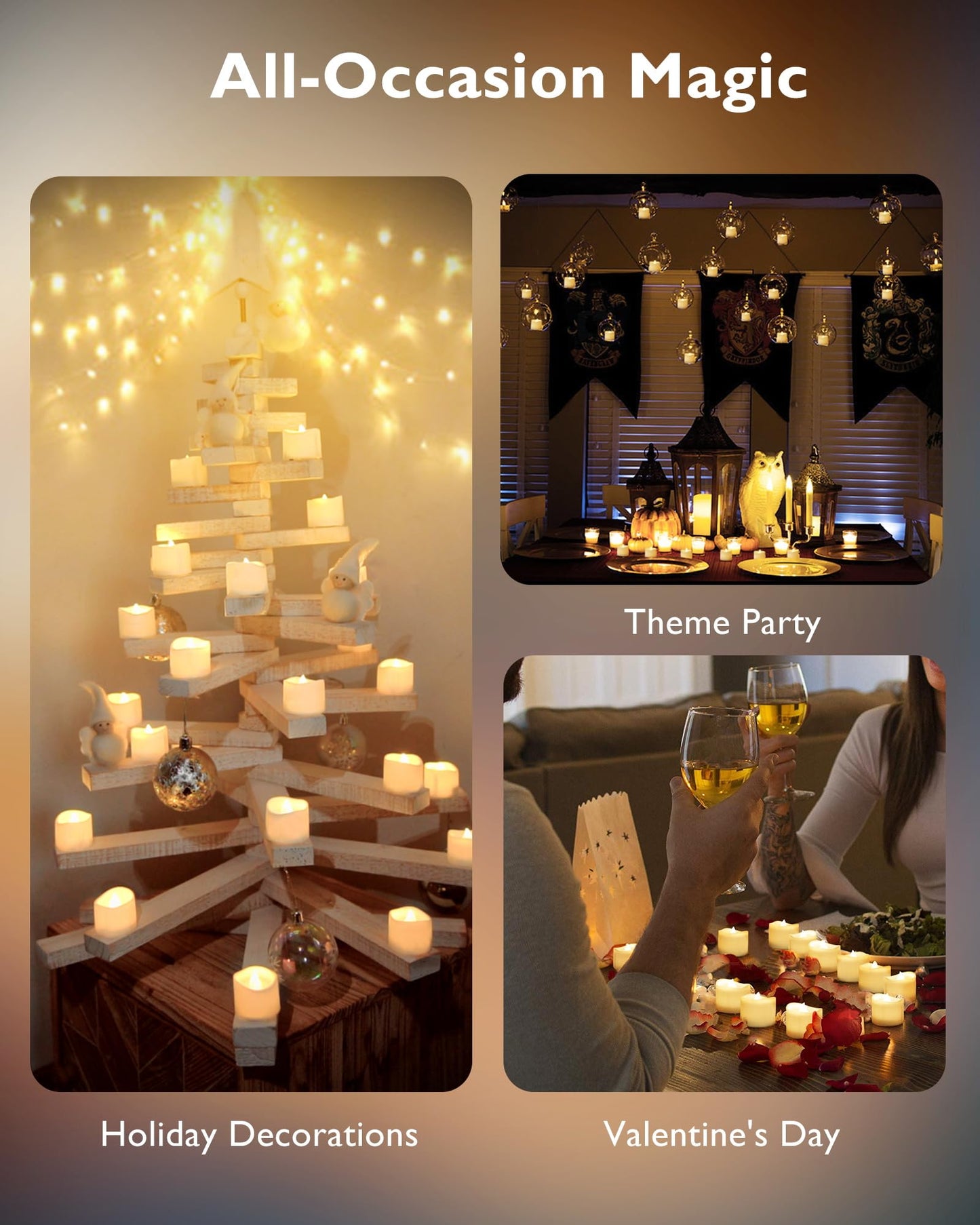 Homemory 12pcs Remote Timer LED Tea Lights Candles, 400+Hours Flickering Flameless Battery Votive Tealights for Tabletop Lighting, Centerpieces Decor, Holiday