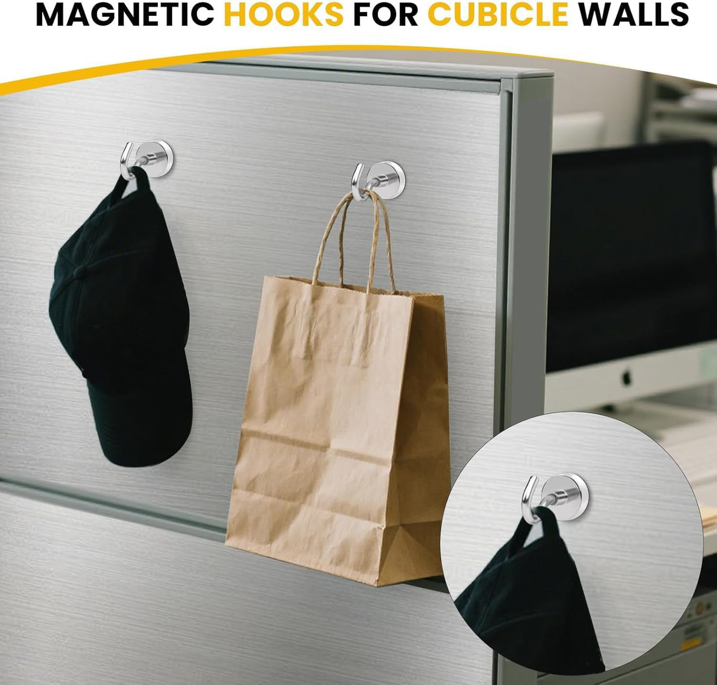 DIYMAG Magnetic Hooks for Hanging, 30lbs 2026 Cruise Cabin Ship Essentials N52 Magnetic Hook Heavy Duty Strong Magnets Fridge for Classroom Beach Kitchen Grills 10 Pack Black