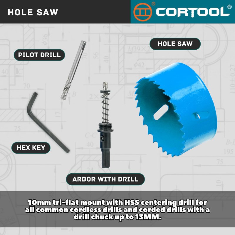 3-1/2 Inch Hole Saw with Arbor for Metal and Wood Cutting, Bi-Metal Hole Cutter, 3-1/2" Hole Saw Kit for Drywall, Wood, PVC Boards, Fiberglass and Vent Pipes