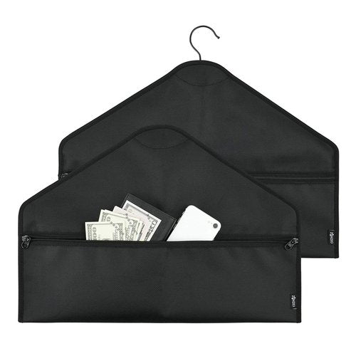 Diversion Hanger, Fireproof - Waterproof Hidden Pocket Safe Fits Under Hanging Clothes with Pocket | Secret Document Bag with Zipper, Storage Bag for Ver