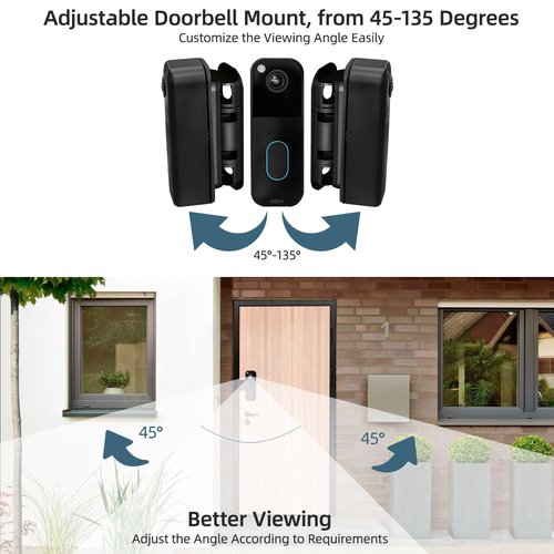 Adjustable Blink Doorbell Camera Mount (45 to 135 Degrees),No Drill Doorbell Mounting Bracket for New Blink Video Doorbell 2025 (2nd Gen),Anti Theft Doorbell Mount for Apartment Security