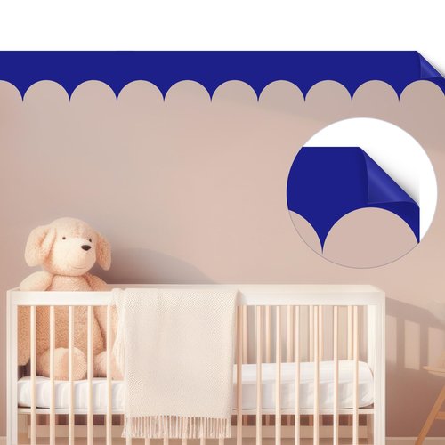 Fuutreo 6 Pcs 15.7 ft Vinyl Sticky Scallop Stencil for Wall Removable Scallop Edge Paint Border Self Adhesive Wall Stencil for Home Bedroom Living Room Nursery Bohemia DIY Painting Decor