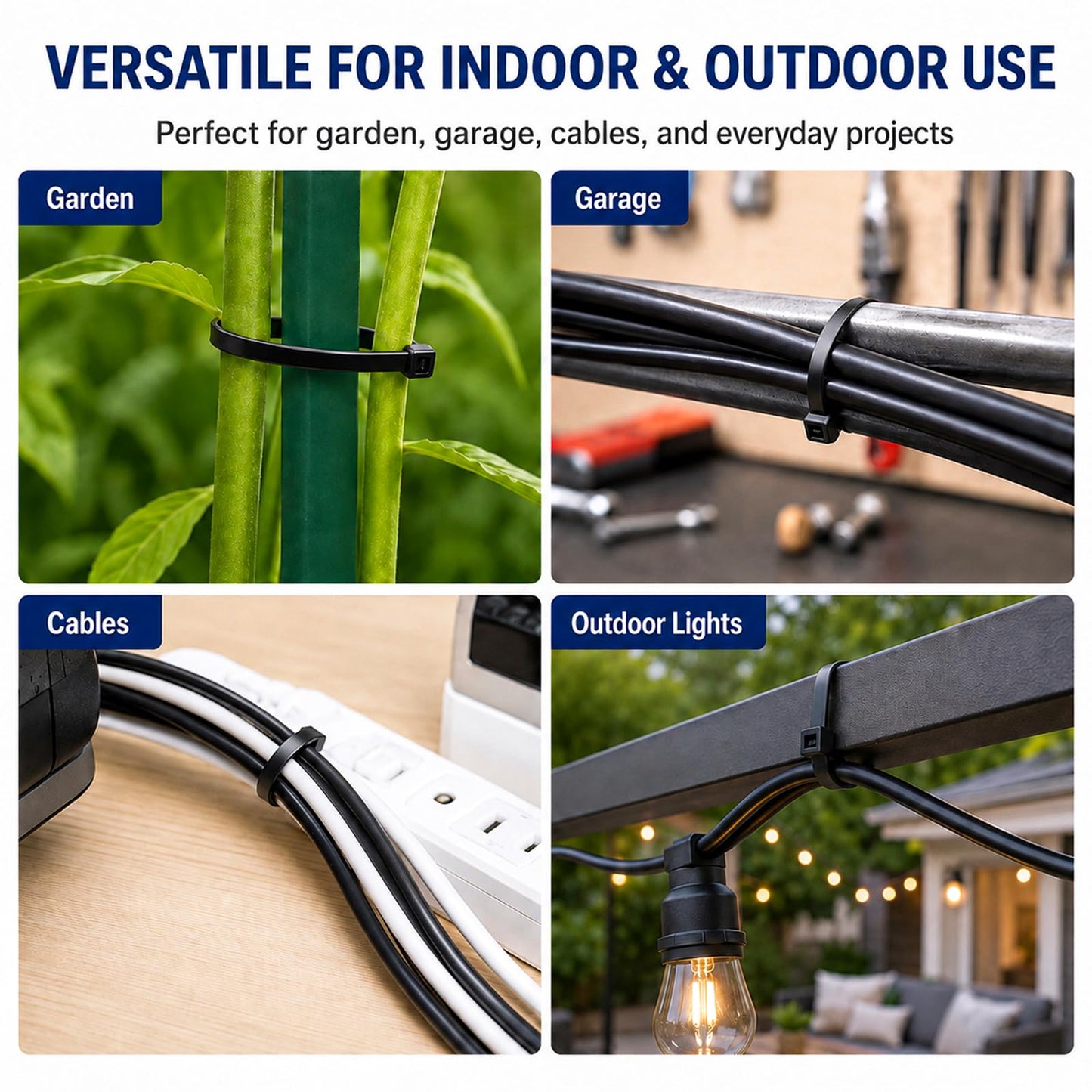 Zip Ties 12 inch, 1000 Pack Heavy Duty Black Zip Ties with 120 lbs Tensile Strength, Self-Locking Nylon Cable Ties,Wire Ties for indoor and outdoor use.