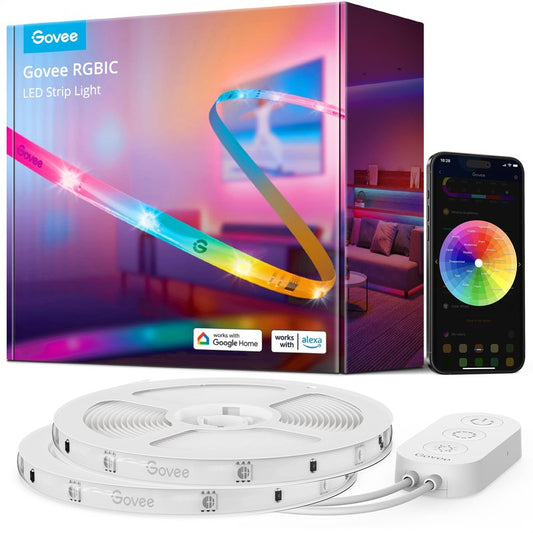 Govee 65.6 feet RGBIC LED Strip Lights for Bedroom, Smart Strip Lights Alexa Compatible, Color Changing LED Lights, Home Decor, 2 Rolls of 32.8 feet