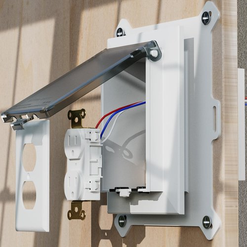 Recessed Outlet Box, DBVS1C-1 Low Profile Electrical Outlet Boxes, Wall Plate Kit for New Vinyl Siding, Enclosed Weatherproof Pack with Duplex & Decorator Style Covers, 1-Gang, Vertical, Clear