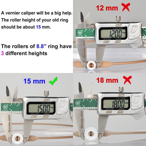 8.8" Microwave Turntable Ring with 15 mm Rollers, Microwave Oven Tray Support, Glass Plate Rotating Roller Ring, Ring Outer Diameter 8.8 inch (22.2 cm), Roller Height 15 mm