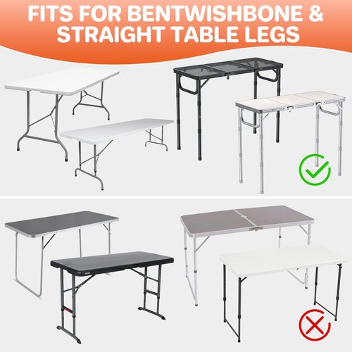 FUNYKICH Folding Table Leg Extenders, Durable Steel Folding Tables Leg Risers for Straight and Bent Legs, Adjustable Table Height Extenders for Rise 3.6in/5.3in (2 Adjustable Heights)