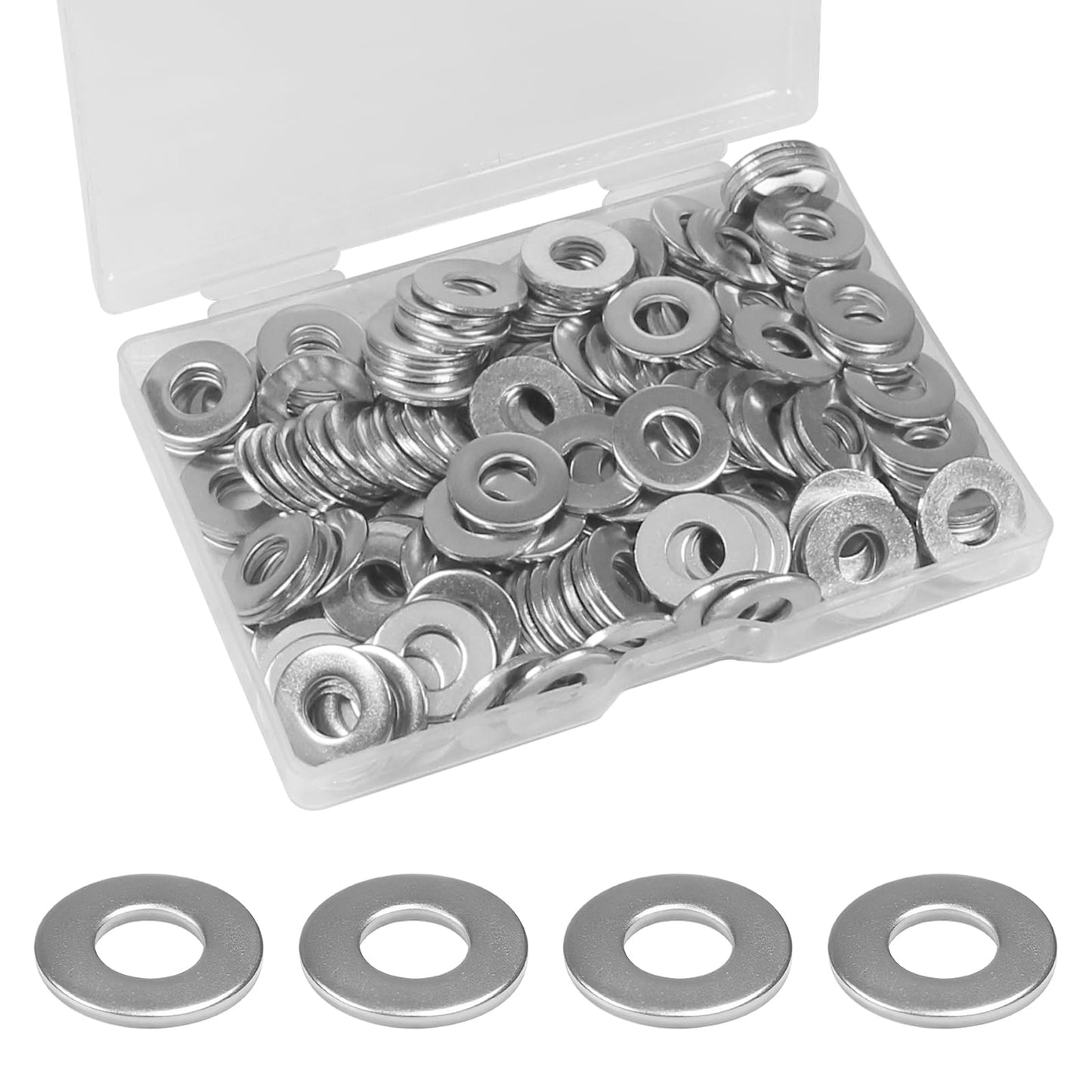Yinpecly 200pcs 1/4'' Flat Washers OD 5/8'', 304 Stainless Steel Washers,SAE Metal Washers for Screws Bolts
